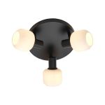 Nordlux Milford Kattovalo Lasi Mini 3-Rondel Musta | Sopii 3x E14